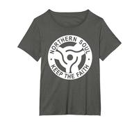 Northern Soul Badges 45 Single Manchester, Blackpool, Stoke T-Shirt, Women's Plus, Asphalt Grey, 1X