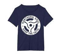 Northern Soul Badges 45 Single Manchester, Blackpool, Stoke T-Shirt, Women's Plus, Navy Blue, 6X