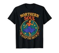 Northern Soul Dancing Girl Keep The Faith T-Shirt, Men, Black, Large