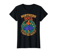 Northern Soul Dancing Girl Keep The Faith T-Shirt, Women, Black, Medium