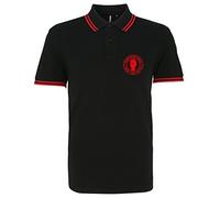Northern Soul Keep the Faith Casual Mod Mens Premium Embroidered Polo Shirt (Black/Red, XXL)
