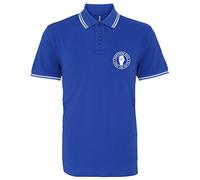 Northern Soul Keep the Faith Casual Mod Mens Premium Embroidered Polo Shirt (Royal/White, Large)