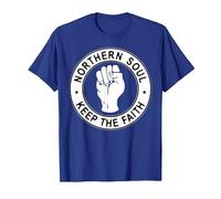 Northern Soul Keep The Faith Hand Support Graphic T-Shirt, Men, Royal Blue, Small