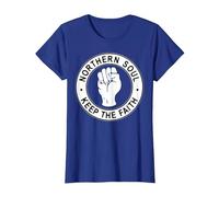 Northern Soul Keep The Faith Hand Support Graphic T-Shirt, Women, Royal Blue, Large