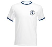 Northern Soul Keep The Faith Men's Embroidered Ringer T Shirt Ska Mod Casual T-Shirt Embroidery (UK, Alpha, 3XL, Regular, Regular, White/Navy)