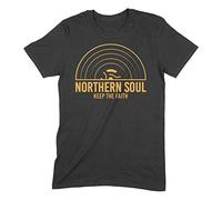 Northern Soul Keep The Faith Record Orange Logo Men's T-Shirt (XXL, Black)