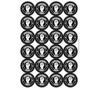 Northern Soul Keep The Faith White Fist On Black Circular Matt Paper Stickers A4 Sheet of 24 (Each Sticker is 45mm Diameter)