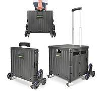 NORTHERN STONE Folding Shopping Trolley Cart, 65L Capacity, Stair Climbing Noiselss Wheels and Adjustable Telescopic Aluminium Handle, Collapsible Utility Trolley Box for Shopping, Garden and Camping