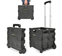 NORTHERN STONE Folding Shopping Trolley Cart, Boot Cart with Noiseless Wheel and Adjustable Telescopic Aluminium Handle, Collapsible Utility Box for Shopping, Garden Camping