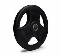Olympic Weight Plate Tri Grip Disc Rubber Coated Cast Iron Weights Plate Set Solid Lifting Plates 3 Handles Portable Vinyl for Deadlift Barbell Dumbbell Bars Strength Training Home Gym Fitness Workout