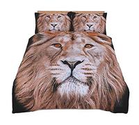 NORTHERNLUXE - 3D Duvet Cover set Animal Effect for Children's and Adults Printed Quilt Bedding Set with Pillow Cases (Lion, Double)