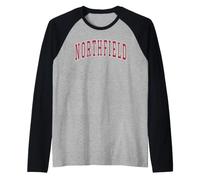 Northfield Minnesota Souvenir College Style Red Text Raglan Baseball Tee
