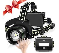 Northlet Rechargeable Headlamp, 5000 Lumens LED Super Bright Headlight with Motion Sensor, 5 Modes Zoomable Head Lamp, 180°Adjustable, IPX6 Waterproof for Camping, Running, Climbing, Hiking