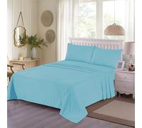 Northren Luxe Extra Deep Thermal Flannelette Fitted & Flat Sheet 100% Brushed Cotton - 32cm/13 inch Super Soft, Cozy, and Warm Bedding (Aqua Ocean, Super King Flat Sheet)