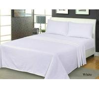 Northren Luxe Extra Deep Thermal Flannelette Fitted & Flat Sheet 100% Brushed Cotton - 32cm/13 inch Super Soft, Cozy, and Warm Bedding (White, Single Fitted Sheet)