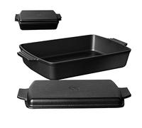 Northriver Casting 2-In-1 Pre Seasoned Cast Iron Dutch Oven With Skillet Lid,Casserole Dish,Rectangular Baking Pan,Griddle Pot Set, 6QT, 9"x13"