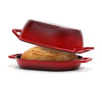 Northriver Casting 5 Qt Enameled Cast Iron Oval Dutch Oven for Bread Baking - 12"x8" Red Enamel Bread Pot with Deep Lid & Shallow Base, Ideal for Sourdough, Artisan Loaves & Family Meals, Oven Safe