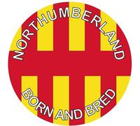 Northumberland Born and Bred - (Two Pack) 80mm Diameter Car Bumper Window Decal Sticker