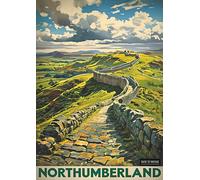 Northumberland City Traveling Poster - A4 Wall Art, Wanderlust Print, Inspirational World Map, Vintage City, Retro Poster, Home Decor for Living Room, Office, Gift Idea for Travel Lovers