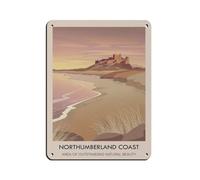 Northumberland Coast AONB Travel Retro Poster Metal Tin Sign Chic Art Retro Iron Painting Bar People Cave Cafe Family Garage Poster Wall Decoration 12x16inch(30x40cm)