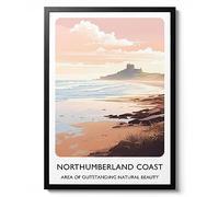 Northumberland Coast, Vintage UK Railway Wall Art, Retro Travel Natural Beauty Postcard Home Decor Gift Idea, Archival Matte, A5 (Print Only) - 21x14.8cm
