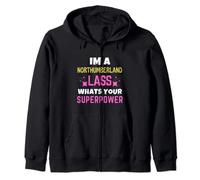 Northumberland Lass Whats Your Superpower Northumberland Day Zip Hoodie