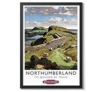 Northumberland Print, British Railways Poster, Vintage UK Wall Art, Framed Retro Decor, Gift Idea, Archival Matte, A2 (Framed) - 59.4x42cm