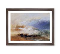 Northumberland With A Steamboat By Joseph Mallord William Turner Classic Painting Canvas Wall Art Print Ready to Hang, Framed Picture for Living Room Bedroom Home Décor, Walnut A3 (46 x 34 cm)