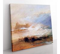 Northumberland With A Steamboat by Joseph Mallord William Turner Classic Painting Canvas Wall Art Print Ready to Hang, Framed Picture for Living Room Bedroom Home Décor, 50x50 cm (20x20 Inch)