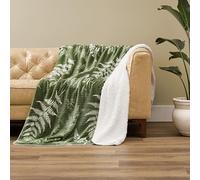 Northwest Ashford Home Cozy Silk Touch Ribbed Throw Blanket with Sherpa Lynwood Botanical 50 x 60 inches