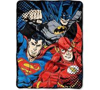 Northwest DC Comics Justice, League Trio Micro Raschel Throw Blanket, 46" x 60", Multi Color, 1 Count, Polyester