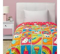 Northwest Hello Kitty Rainbow Red Twin Quilted Blanket, Comfy Bed Couch Throw, Adults Boys Girls, All Seasons Blanket, 60 x 90 inches