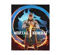 NORTHWEST Mortal Kombat Silk Touch Sherpa Throw Blanket - Liu Kang Zen Logo, Ultra-Soft Fleece Front with Cozy Sherpa Back, 40 x 50 Inches
