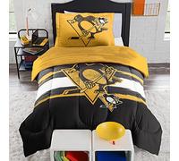 NORTHWEST Officially Licensed Pittsburgh Penguins NHL Team Comforter Set - Microfiber Twin/Twin XL Comforter & Sham with Hockey Logo for Fans, Dorms, Game Day Bedrooms