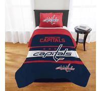 NORTHWEST Officially Licensed Washington Capitals NHL Team Comforter Set - Microfiber Twin/Twin XL Comforter & Sham with Hockey Logo for Fans, Dorms, Game Day Bedrooms