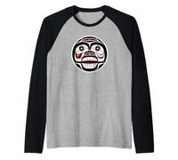 Northwest Pacific Coast Haida Art Weeping Skull Raglan Baseball Tee
