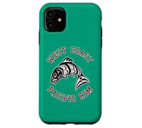 Northwest Pacific Coast Red White Black Haida Salmon BC Case for iPhone 11