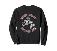 Northwest Pacific Coast Red White Black Haida Salmon BC Sweatshirt