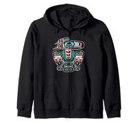 Northwest Pacific Haida Tlingit Native Raven Totem Zip Hoodie