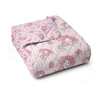 Northwest Sanrio My Melody Stripes Quilted Throw Blanket, Pastel Sanrio Character Design, 60x80 inches