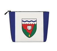 Northwest Territories Flag Faux Linen Makeup Pouch-Lightweight Travel Case | Lightweight Faux Linen. Water Resistant. Smooth Zip.