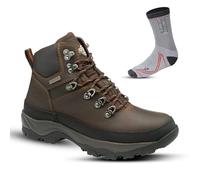 Northwest Territory Men's Rayrock Lace Up Premium Leather Waterproof Hiking/Walking/Outdoor Lace Up Camping Boot with Assorted Socks (9 UK, Waxy Brown, numeric_9)