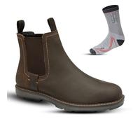 Northwest Territory Men's Wells Lace Up Premium Leather Waterproof Outdoor Chelsea Boot with Assorted Socks, Waxy Brown, 7