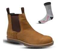 Northwest Territory Men's Wells Lace Up Premium Leather Waterproof Outdoor Chelsea Boot with Assorted Socks, Tan, 9