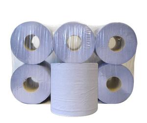 Northwood Hygiene 6 x Blue Paper Rolls - 2 Ply Embossed Centre Feed - Hand Towel Tissue Rolls (Pack of 2)