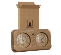 NORTHWOOD Sauna Thermometer & Hygrometer 2 in 1 - Handmade from Canadian Red Cedar Wood - Luxurious Glass and Golden Metal Dials