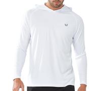 NORTHYARD Men's UPF 50+ Hoodie Shirts Long Sleeve Sun Protection Fishing Swim Beach UV SPF Rash Guard Quick Dry Lightweight, White, Medium