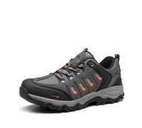 NORTIV 8 Men's Waterproof Hiking Shoes Leather Low-Top Walking Shoes Mens Trainers Sport and Outdoor Climbing Wide Fit Trekking Hiking Footwear,Size 13,Black/Dark/Grey/Orange,Quest-1