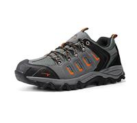 NORTIV 8 Men's Waterproof Hiking Shoes Leather Low-Top Walking Shoes Mens Trainers Sport and Outdoor Climbing Wide Fit Trekking Hiking Footwear,Size 13,Black/Dark Grey/Orange-Pu,Quest-1