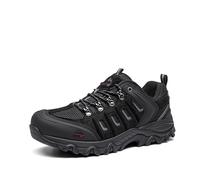 NORTIV 8 Men's Waterproof Hiking Shoes Leather Low-Top Walking Shoes Mens Trainers Sport and Outdoor Climbing Wide Fit Trekking Hiking Footwear,Size 13,Black/Grey,Quest-1